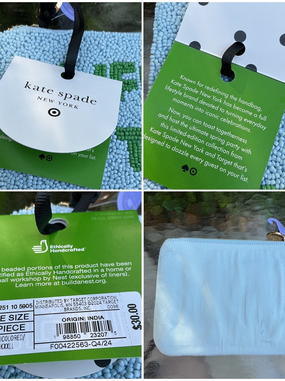 NWT kate spade light blue beaded pouch - Picture 2 of 3